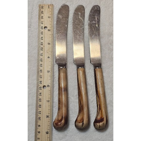 Aspen Trend Pacific Vintage Silverware Set Wood Handle Light & Dark Grain 13 PC - Picture 10 of 14